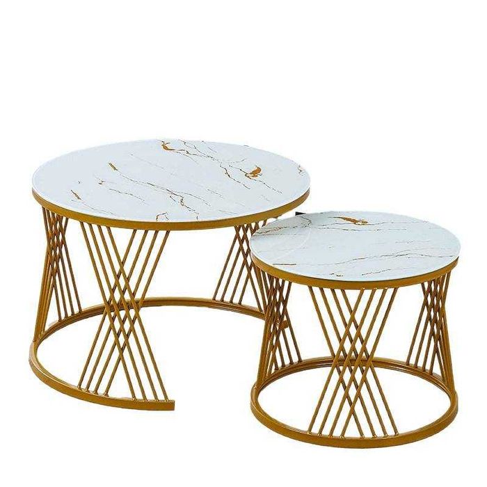 Журнальный столик 2в1 Elton — мраморная столешница, золотой