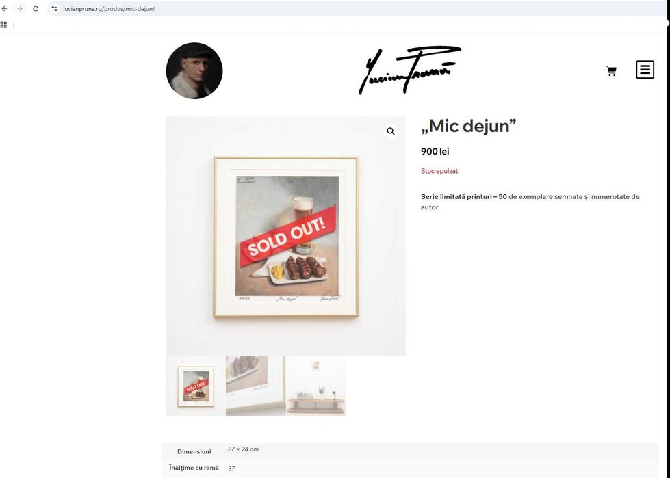 Print cu mici si bere, editie limitată pictor Lucian Prună