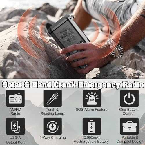 Ново Преносимо аварийно радио AM/FM 10000mAh батерия LED лампа SOS