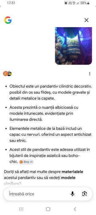 Colier tribal din os sculptat
