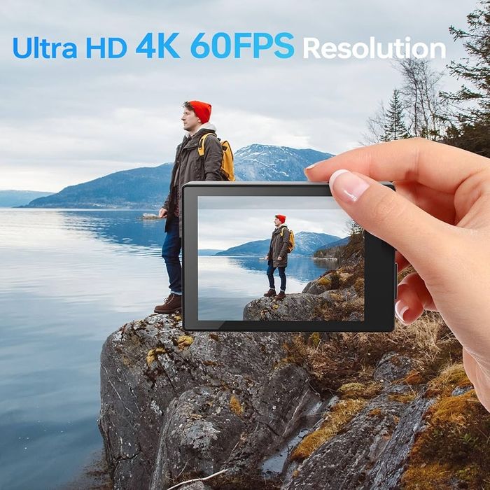 Екшън камера ultra hd 4k60fps с тъчскрийн 20 mp