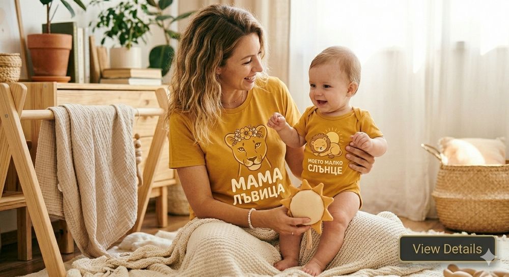 Комплект тениски за майка и дете - различни десени