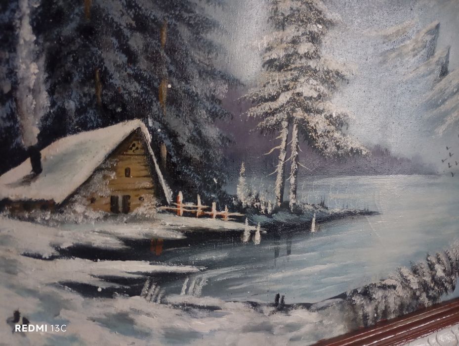 Tablou pictat manual în Ulei restaurat