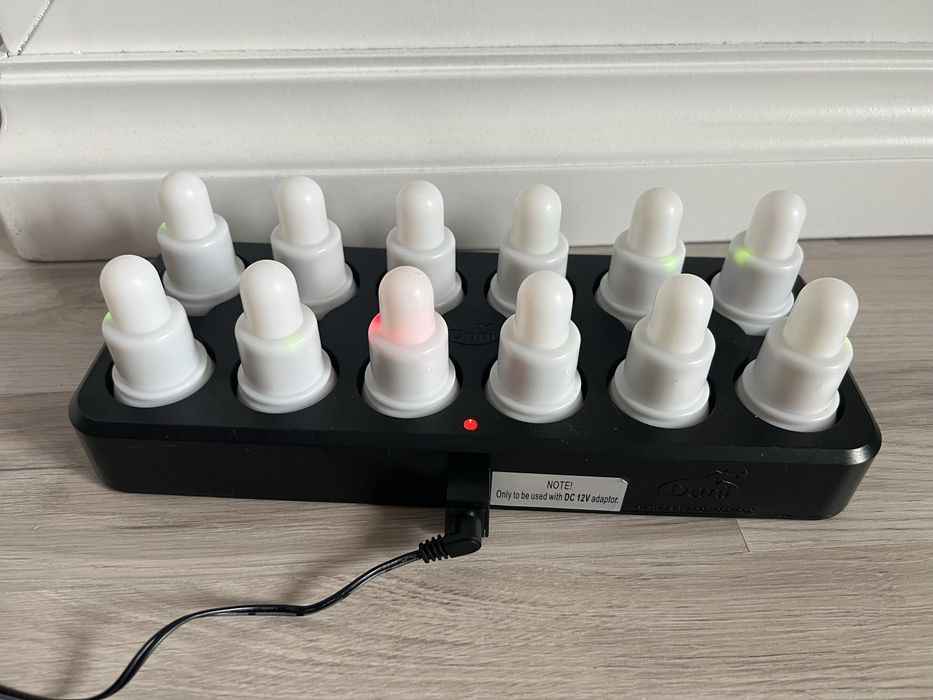 Duni 12 LED Set with Remote Control and 12 Multicolour 12 Hours Charging Station