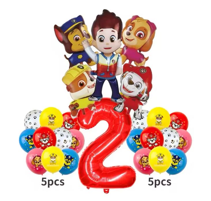 Seturi Paw Patrol pentru baieti si fete+bonus cifra si baloane  latex