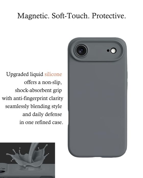 Husă iPhone 17 Silicon Lichid MagSafe cu Buton Cameră – Gri