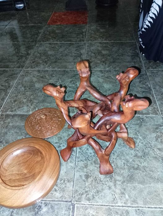 Кошница за пикник,дървена захарница на уплетена стойка