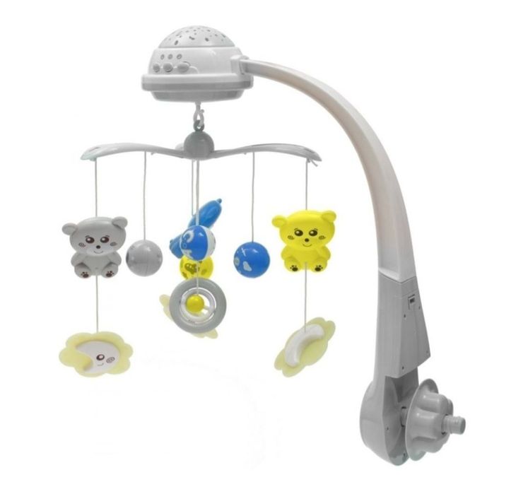 Музикална въртележка-прожектор Baby Mix - С котенца, сива