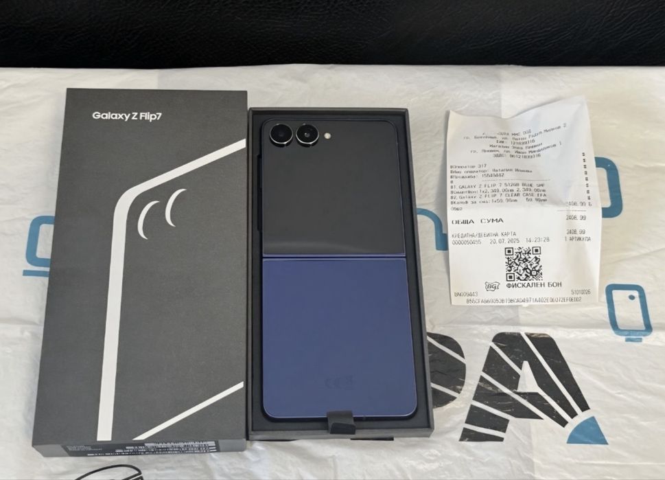 ***КАТО НОВ 512GB Samsung Z Flip 7 Зора Гаранция 2027г. Blue / Син