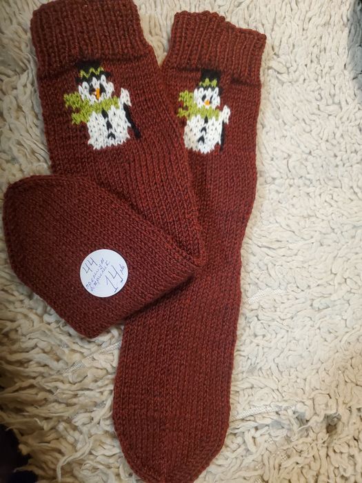 Ръчно плетени мъжки чорапи от вълна размер 44