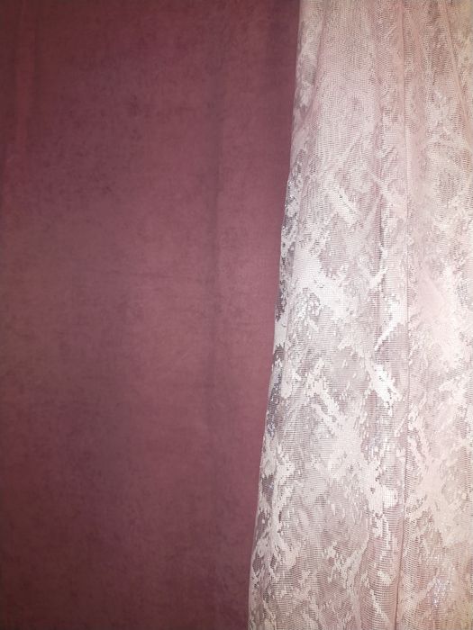 Шторы розовые с тюлью
