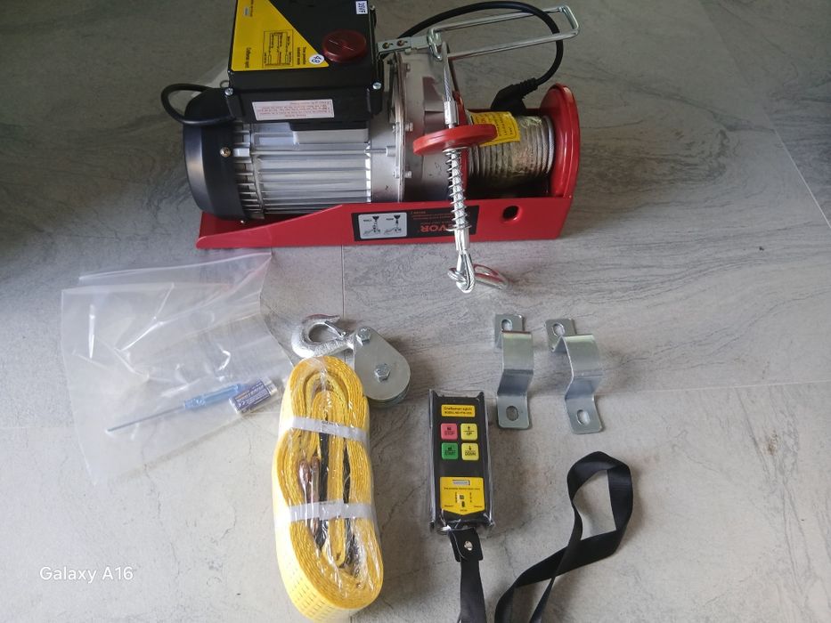 Troliu electric, macara cu telecomanda fără fir capacitate 800 kg cablu 12 m