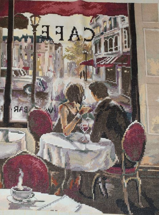 Ушит гоблен "Парижко кафене" - 37 см /48 см