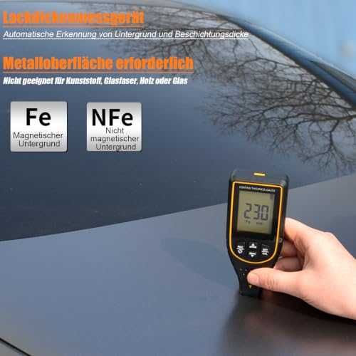 Дебеломер за автомобилна боя 2999µm с Fe/NFe разпознаване