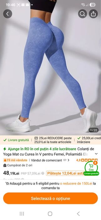 2 colanti efect push-up si o bluza de sala