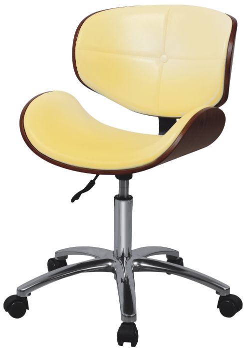 Табуретка с облегалка Hera - 43/55 - черна/бежова/сребриста