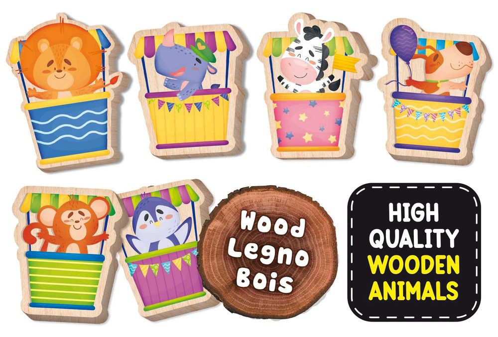 Детски дървен пъзел Lisciani Giochi Montessori Baby Luna Park