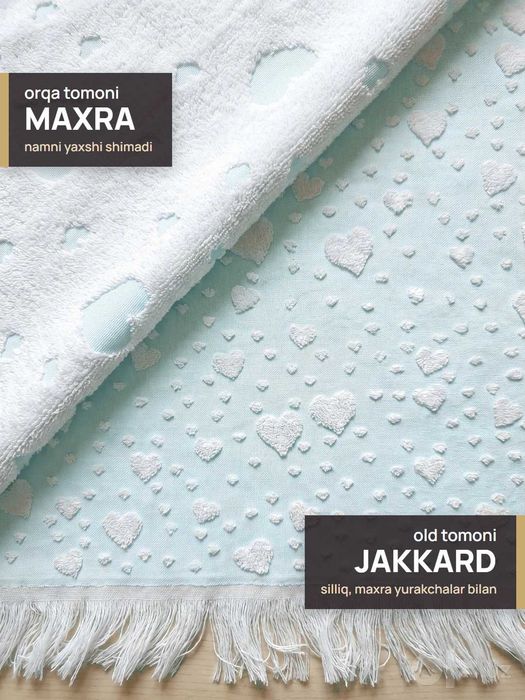 Yurakchali sochiq 70x140, yuz va qo‘l sochig‘i, to‘plam, jakkard maxra