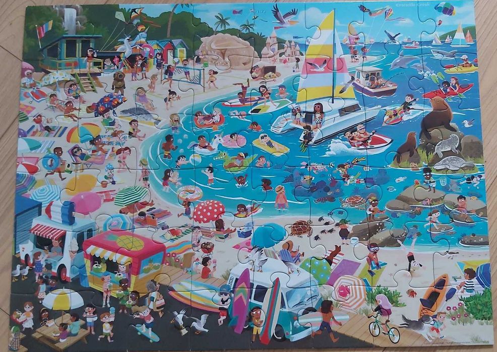 Детски образователен пъзел от 48 части "Ден на плажа"