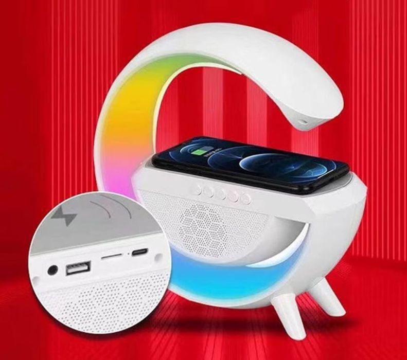 Тонколона с LED светлинки и станция за безжично зареждане / С LED свет