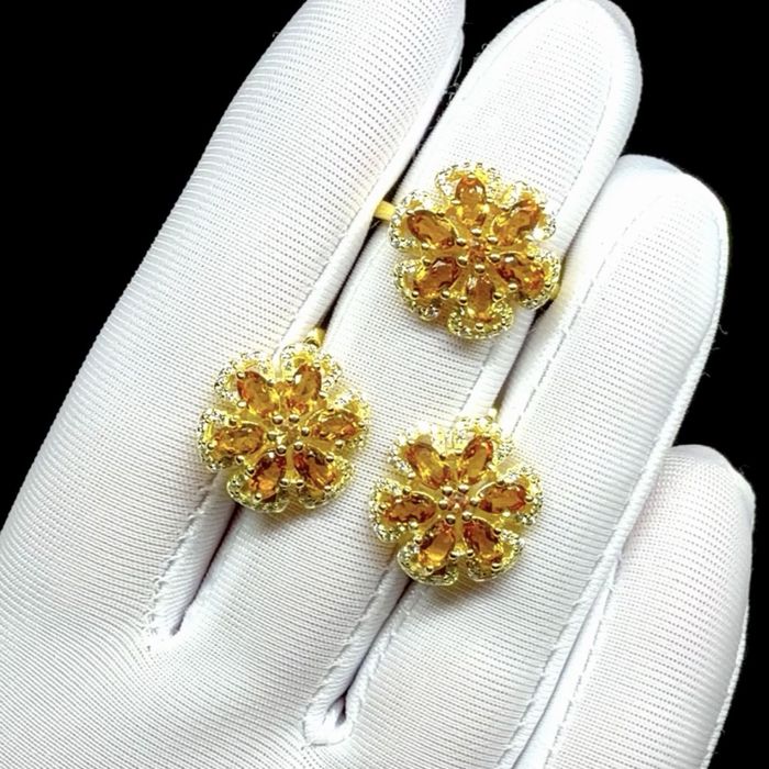 Комплект с натуральными Цитринами