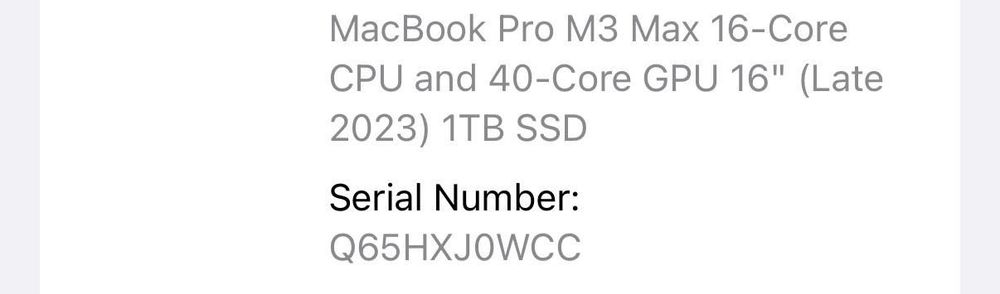 MacBook Pro M3 Max 128GB  16-Core CPU and 40-Core GPU 16"