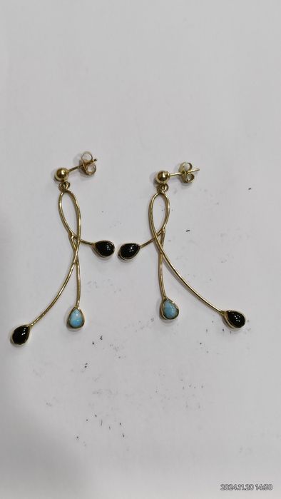 Vind cercei din aur 14kt cu larimar și onix
