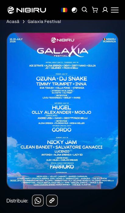 Vând 2 bilete la Nibiru Galaxia Festival 4 day