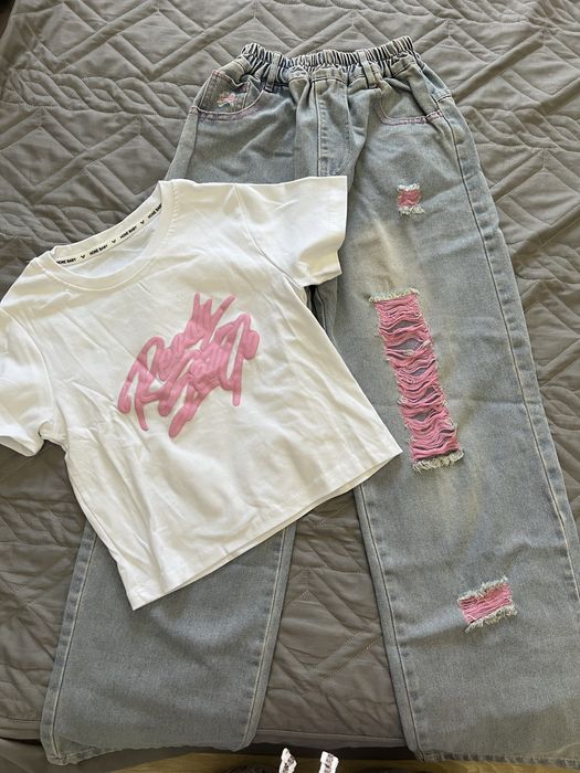 Джинсы с топом для девочек подростков