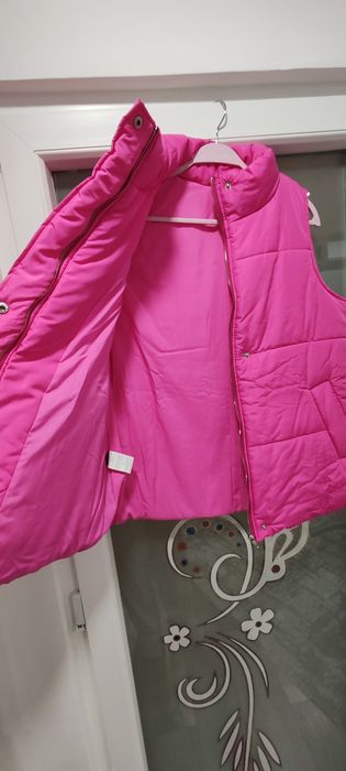 Vestă căptușită matlasată roz aprins,damă XL nouă