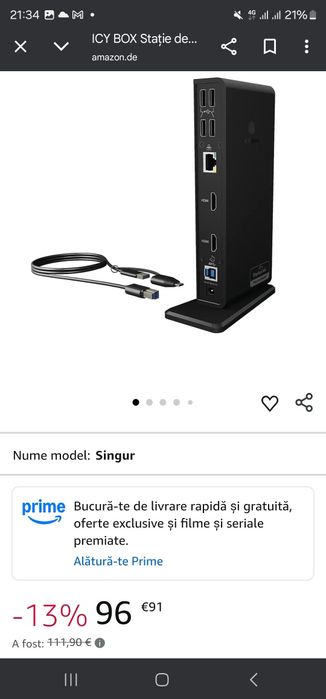 Stație de andocare ICY BOX USB-C (11-în-1) pentru 2 monitoare (2x HDMI