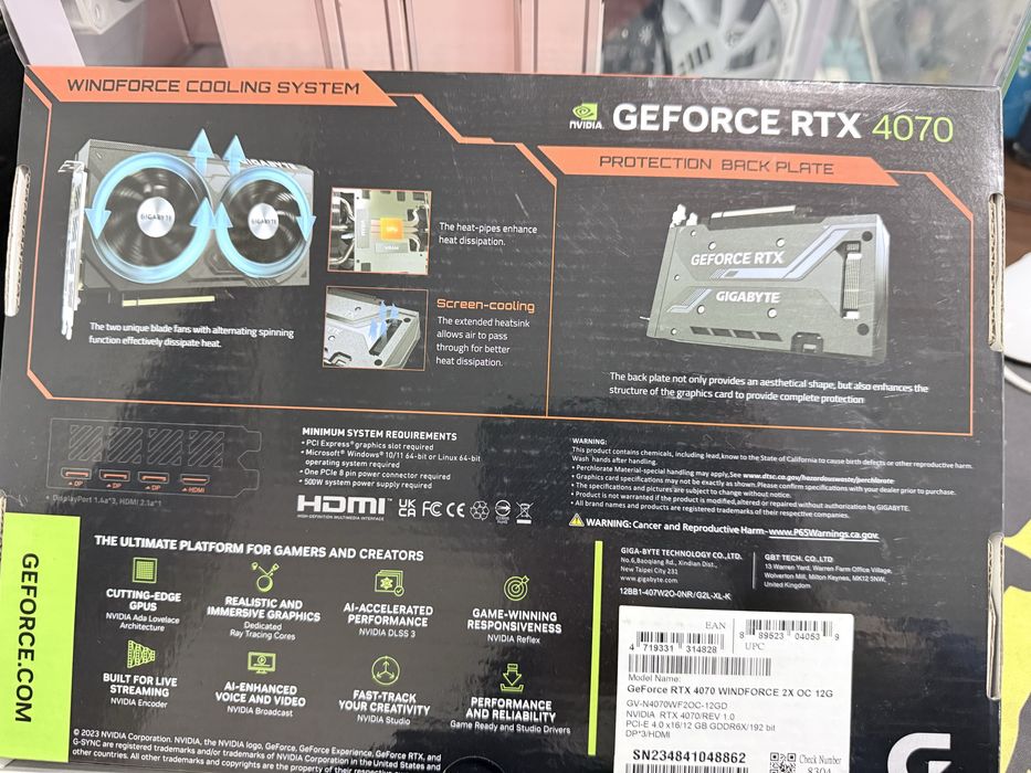 Видеокарта nvidia geforce rtx 4070 gigabyte windforce