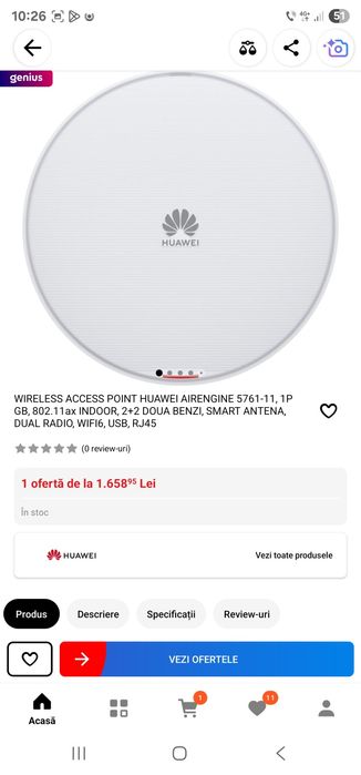 Wireless acces point huawey airengine 5761-11, 1P GB, 802.11ax