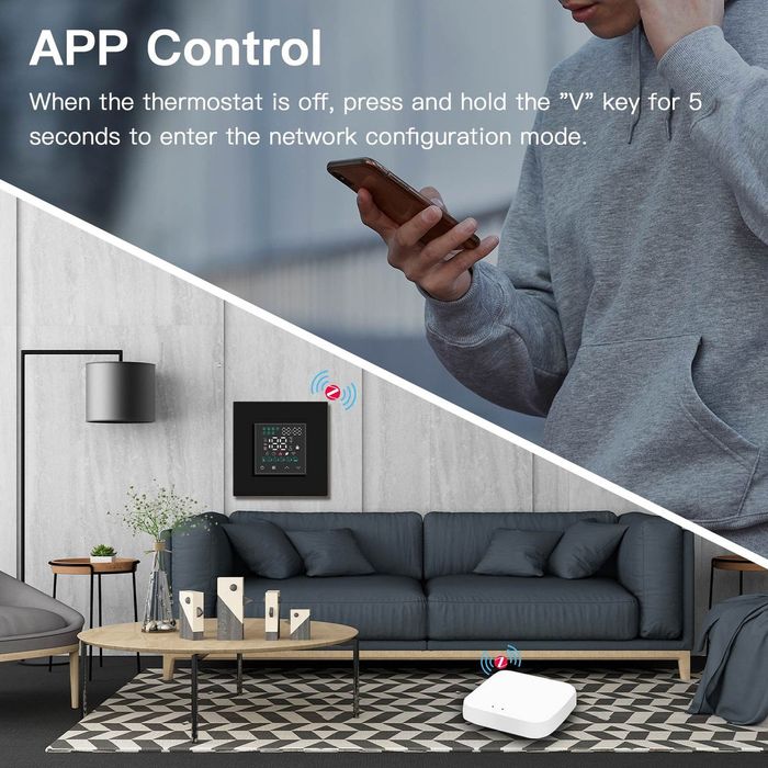 BSEED ZigBee сензорен LED термостат 4 броя електрическо подово WiFi