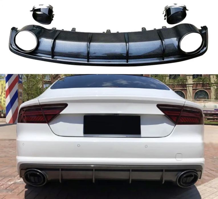 Дифузьор задната броня audi a7 s7 rs7 ауспух C7 спойлер а7 ц7 sline