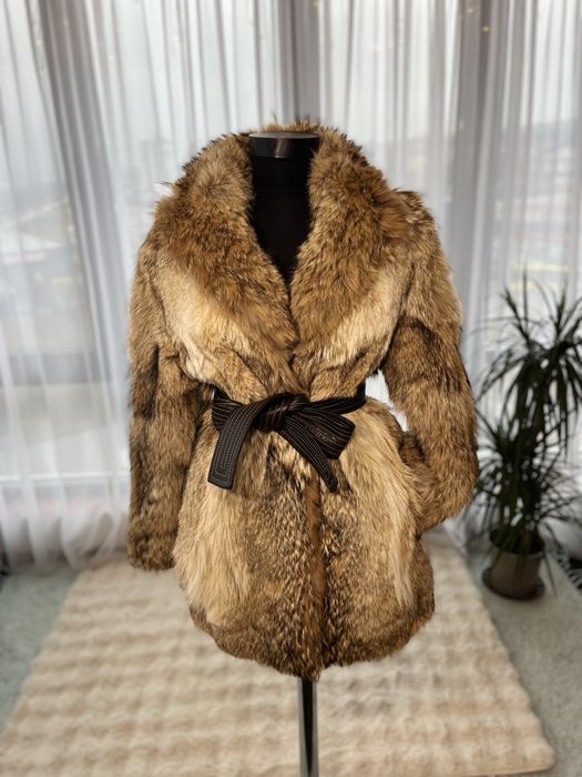 Haina din blana naturala de vulpe cristal marime s/m