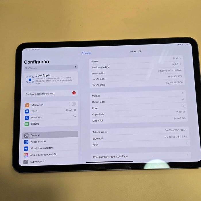 Hope Amanet P8 iPad Pro 11 inch M4, 256gb stocare, 100% baterie