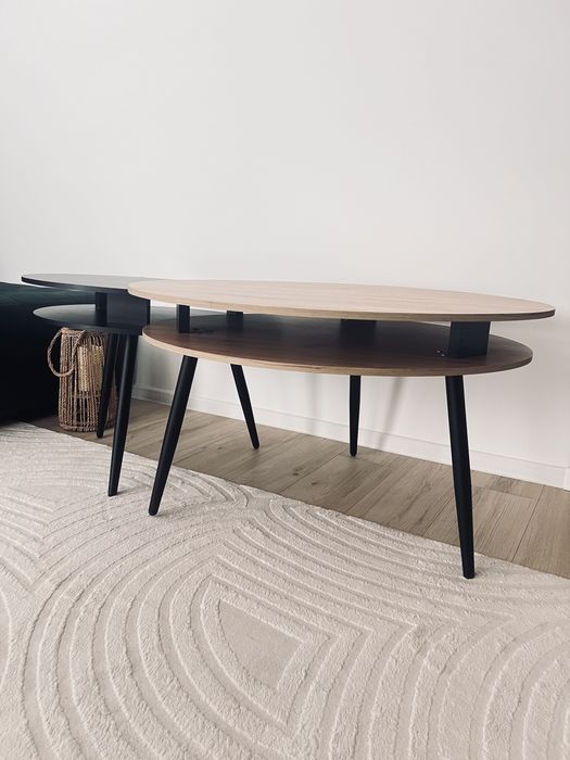 Set măsuțe de cafea din material pe bază de lemn, 90/90/51 cm