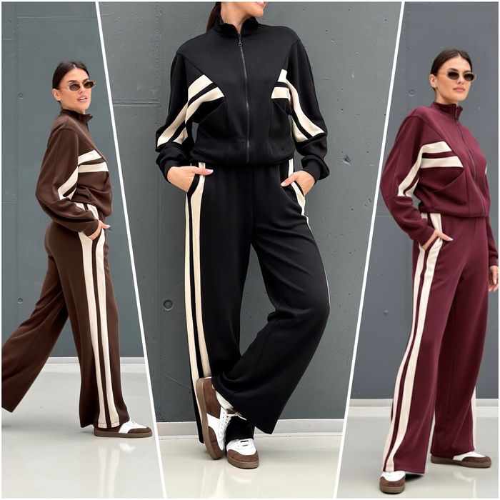 Дамски екип в три цвята - бордо, кафяв ,черен
