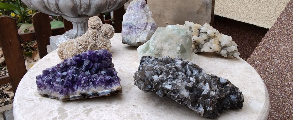 Cristale de mina, Ametist, Florina, Cuart, Cuart fumuriu, desert rose