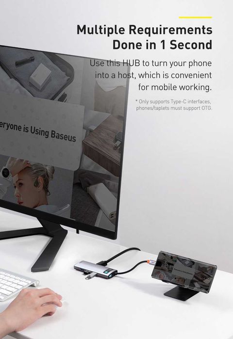 Baseus 5 in 1 Multifunctional Hub 4K-60Hz / PD-100W Metal Gleam Series