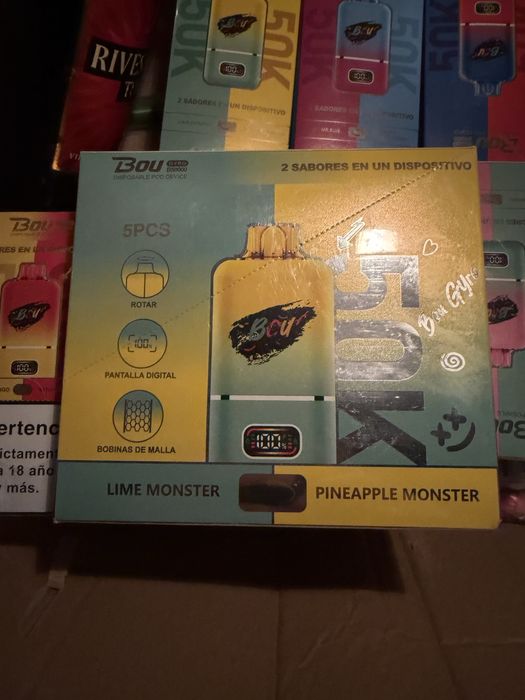 Vape Bou - 50.000 Fumuri - 2 Arome - Ecran LED RGB - Rotate & Change