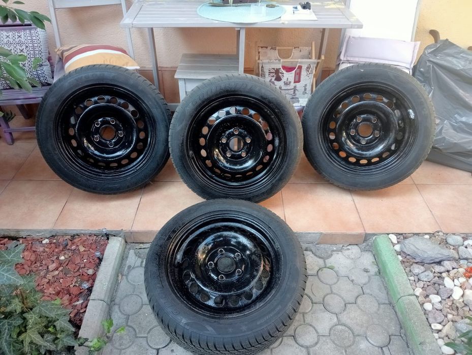 Set jante cu cauciucuri Dot 2025 pe 15 pentru VW Golf.Pasat.Touran.Cady.Skoda.Seat.Audi