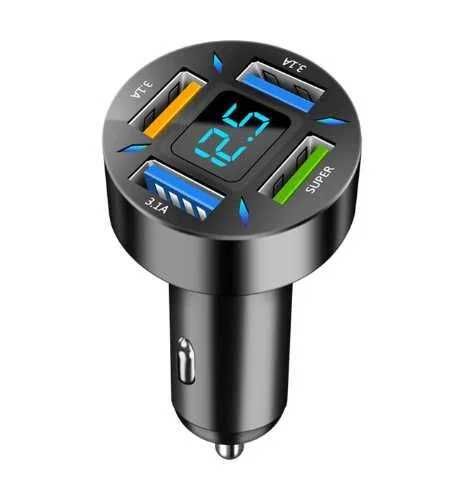 3 в 1 LED USB зарядно за телефон Волтметър Термометър Амперметър, 66W