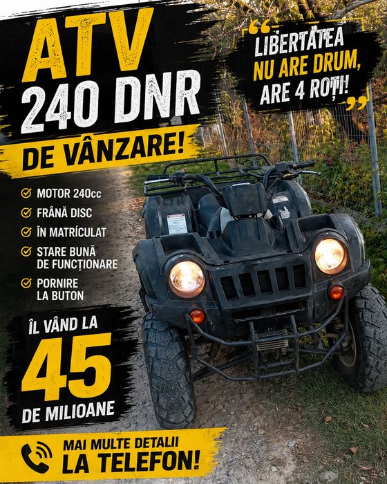 Vând ATV perfecta stare de funcționare (motorizare. 240cc)