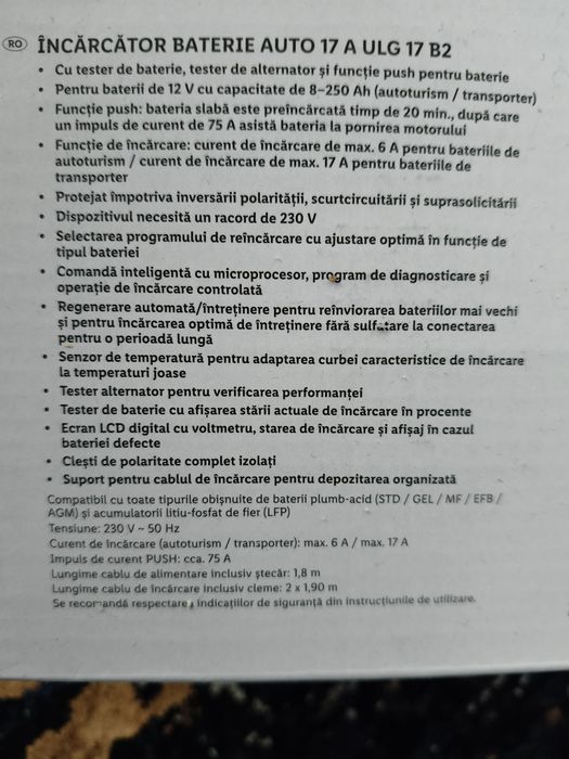 Redresor încărcător baterie auto cu pornire motor