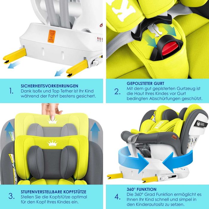 Детско столче за кола с ISOFIX, завъртащо се на 360°