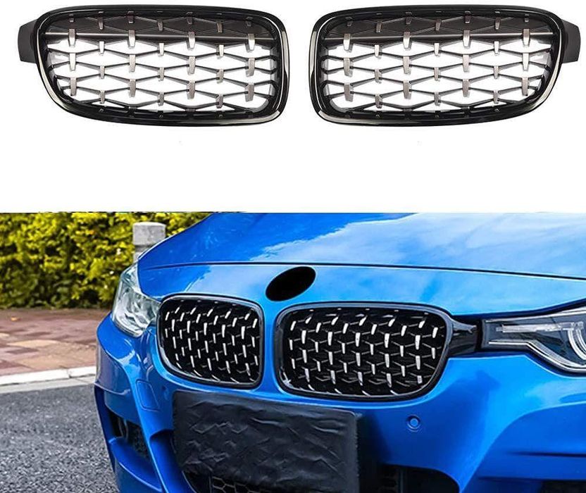 Решетки BMW F30 (2011+) - Гланц - Diamond Design - хром / черно