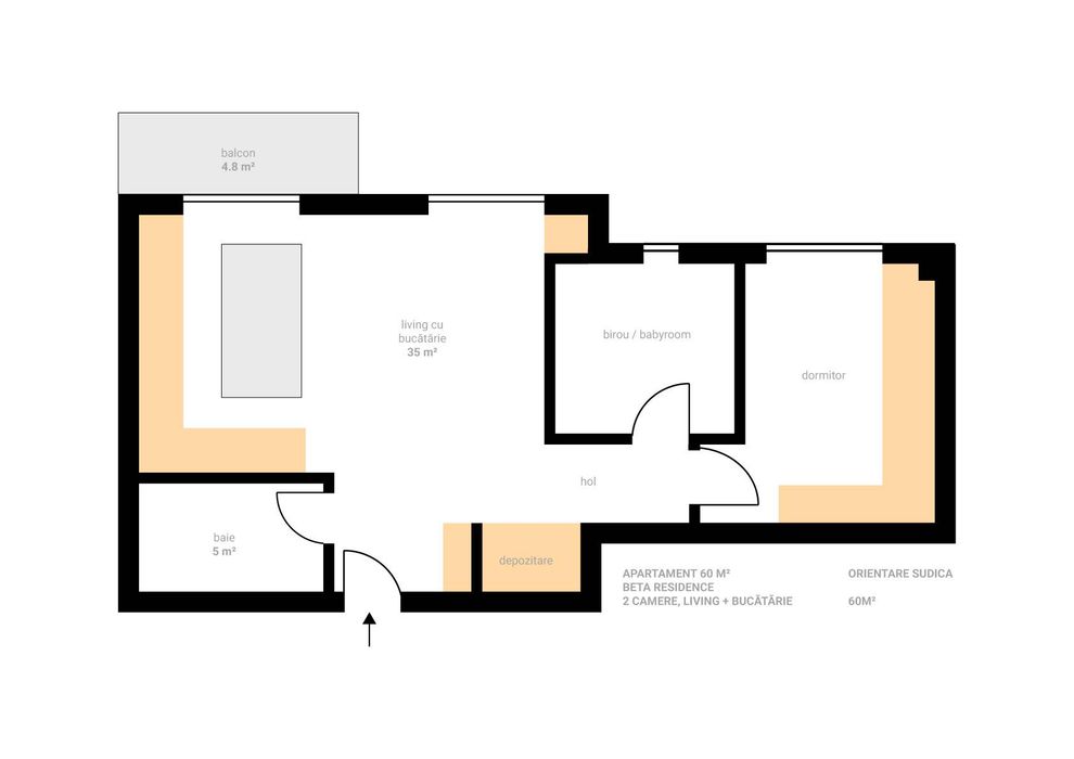 Apartament 3 camere, mobilat și utilat, parcare subterană, bloc nou