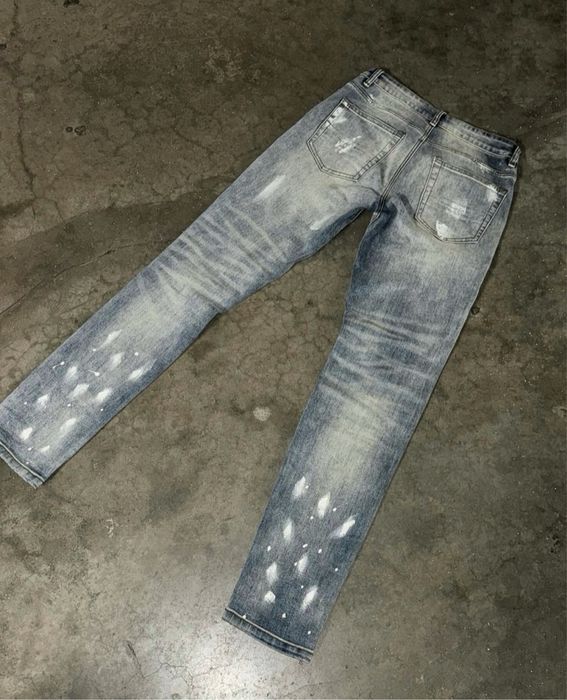 blugi street zone albastru cu gri si alb cu pietricele